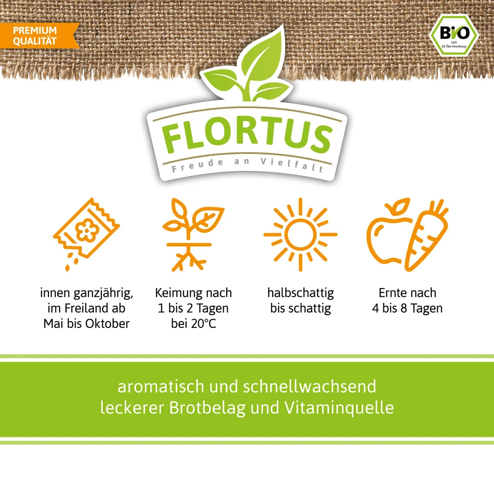 Bio-Kresse (200 G) | Bio-Kressesamen Von Flortus 5 Bio-Kresse (200 G) | Bio-Kressesamen Von Flortus – Bild 3