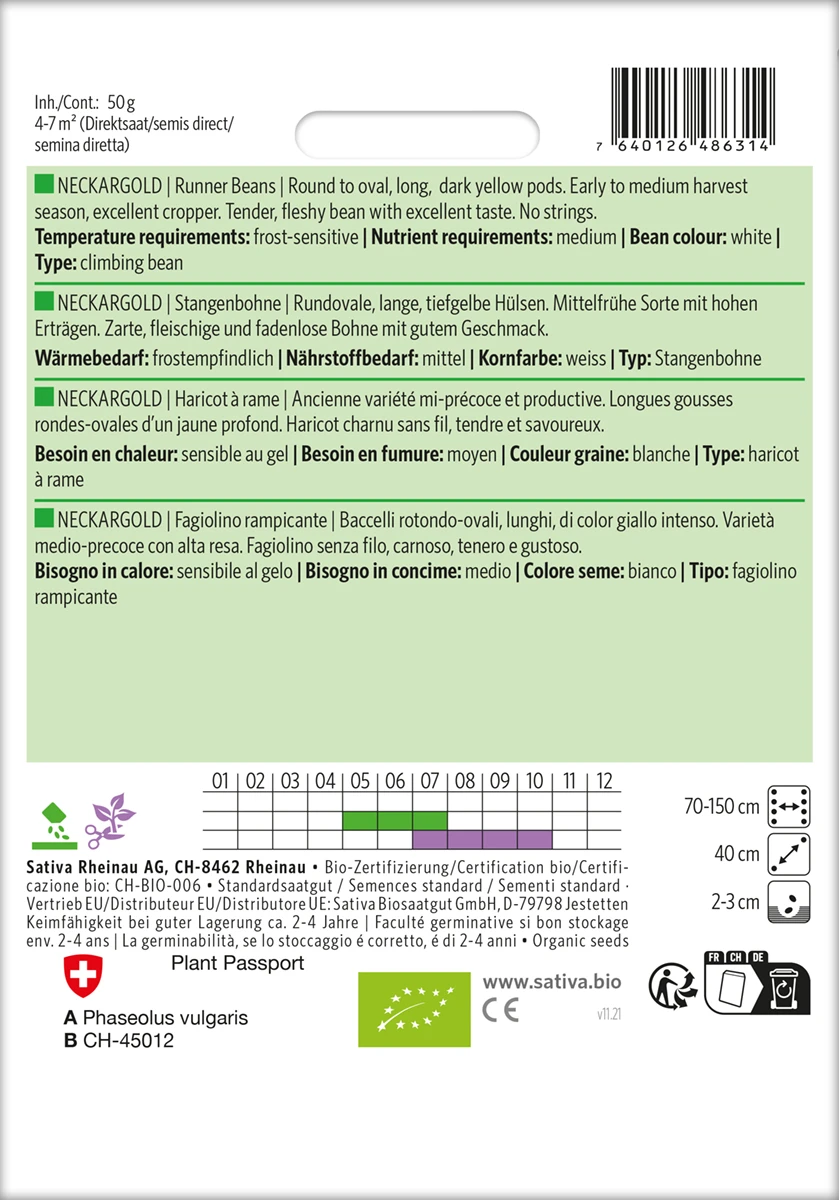 Stangenbohne Neckargold | BIO Stangenbohnensamen Von Sativa Rheinau 3 Stangenbohne Neckargold | BIO Stangenbohnensamen Von Sativa Rheinau