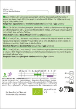 Chinakohl Auslese | BIO Chinakohlsamen Von Sativa Rheinau