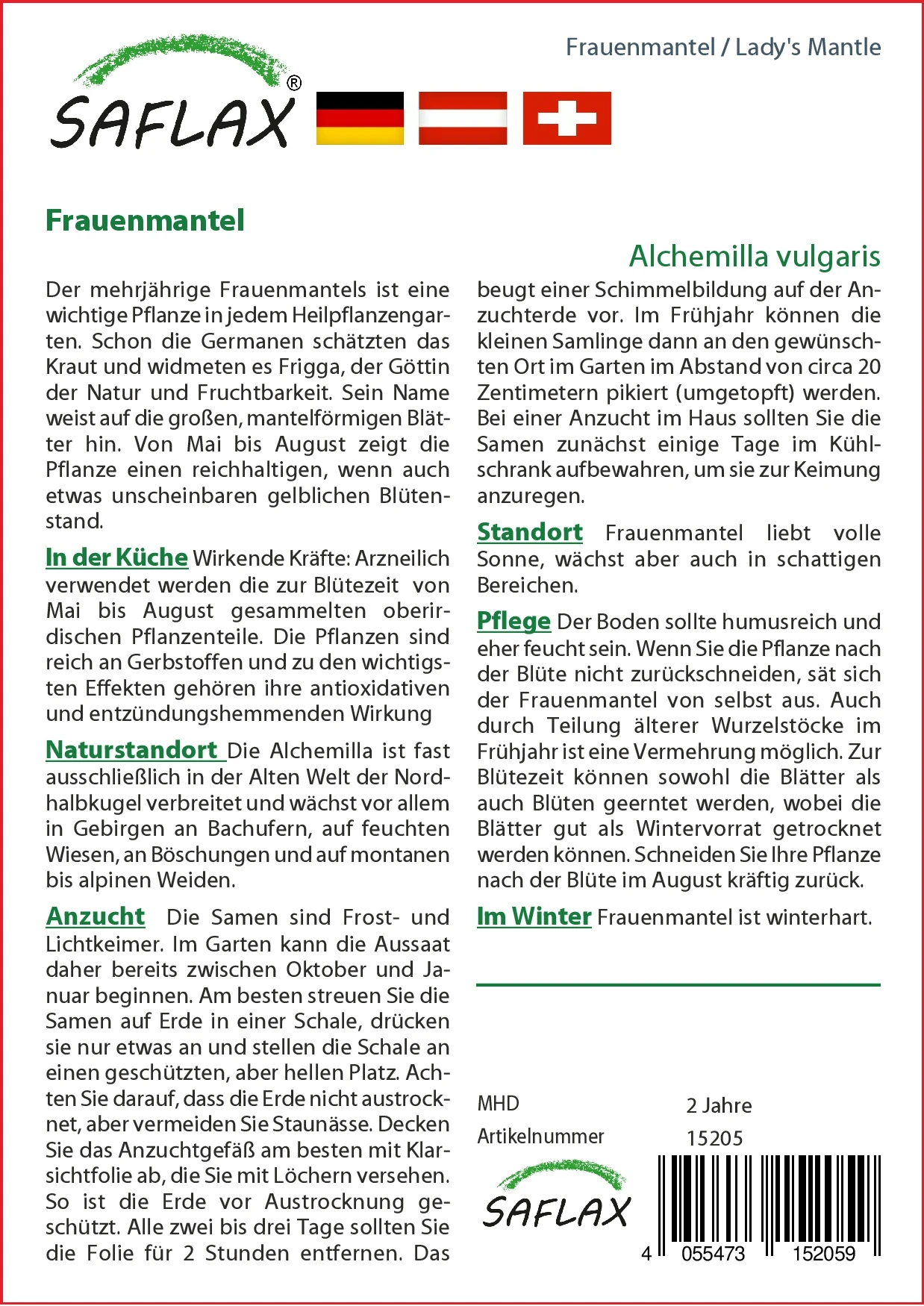 Frauenmantel | Heilpflanzensamen Von Saflax 4 Frauenmantel | Heilpflanzensamen Von Saflax – Bild 2