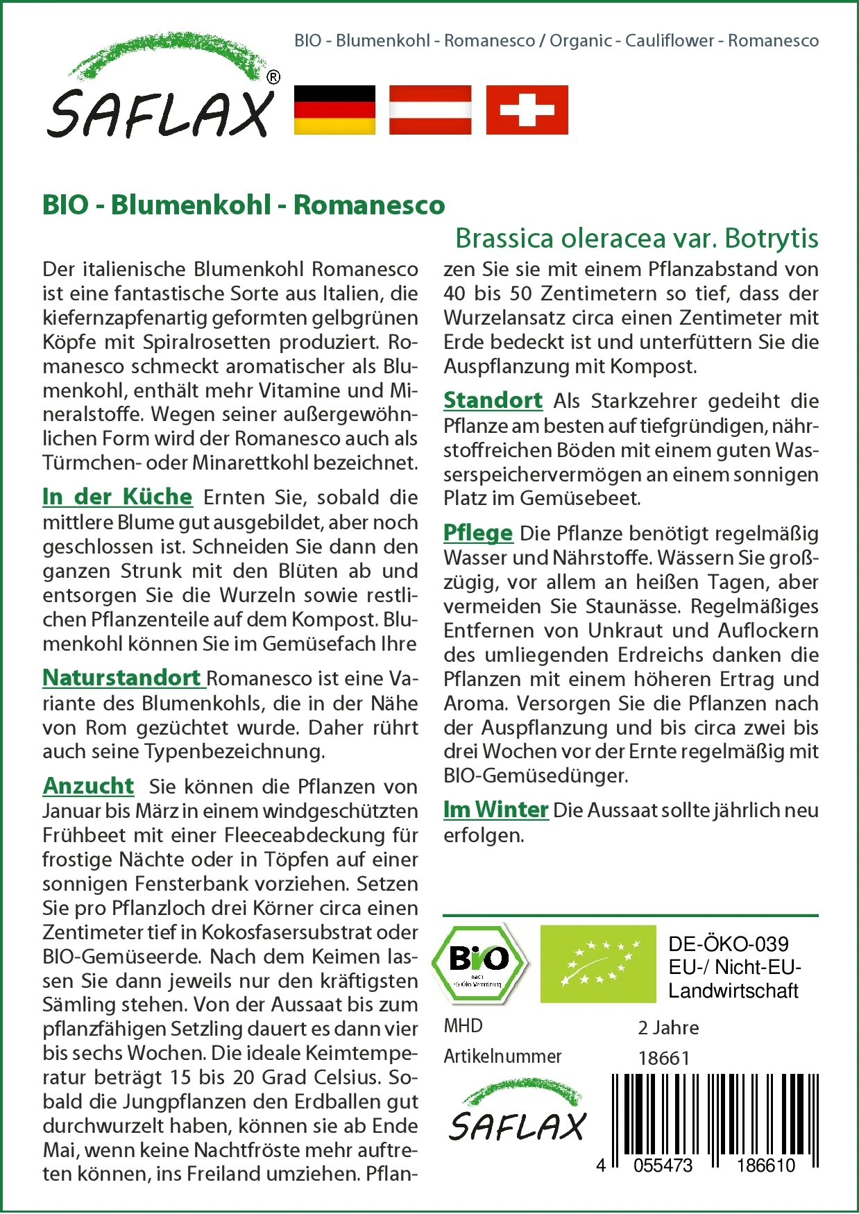 Blumenkohl Romanesco | BIO Blumenkohlsamen Von Saflax 4 Blumenkohl Romanesco | BIO Blumenkohlsamen Von Saflax – Bild 2