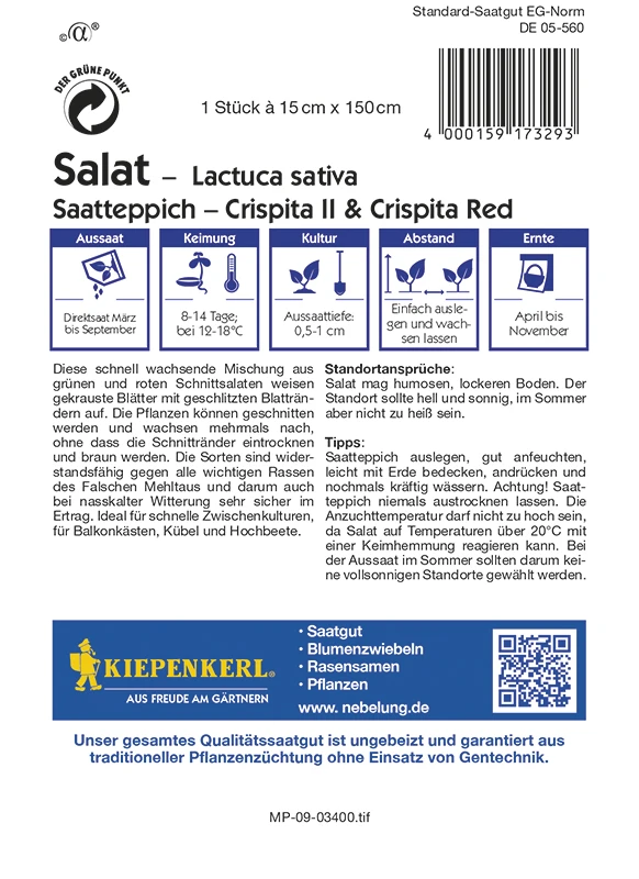 Salat Crispita II Und Crispita Red (Saatteppich) | Salatsamen Von Kiepenkerl 3 Salat Crispita II Und Crispita Red (Saatteppich) | Salatsamen Von Kiepenkerl
