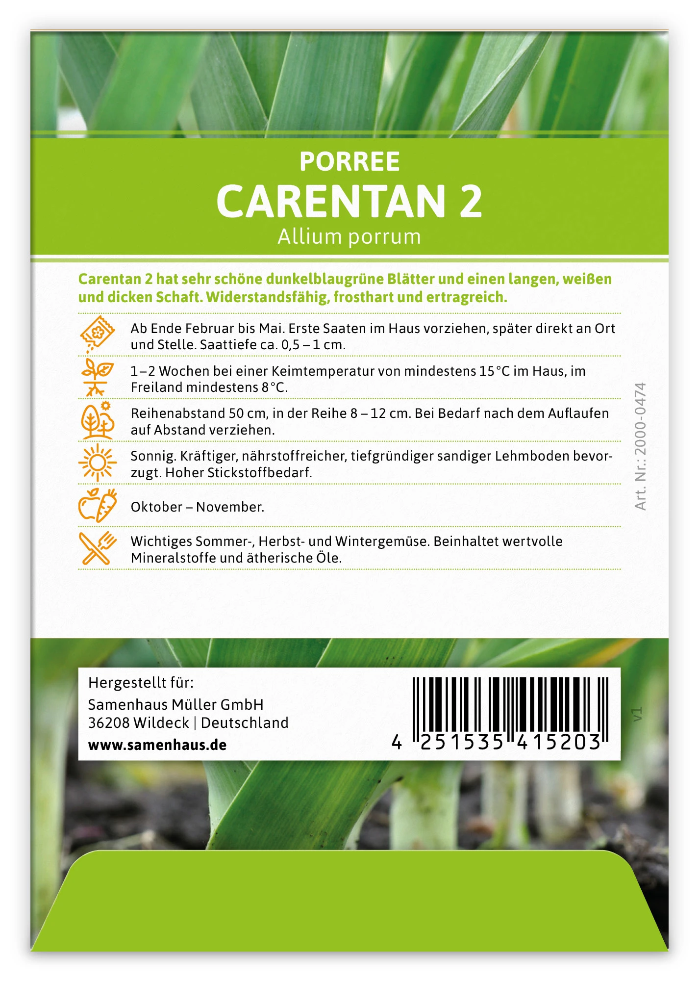 Lauch-Porree Carentan 2 (100 Stück) | Lauchsamen Von FLORTUS 4 Lauch-Porree Carentan 2 (100 Stück) | Lauchsamen Von FLORTUS – Bild 2