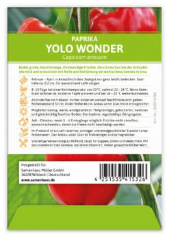 Paprika Yolo Wonder (100 Stück) | Paprikasamen Von FLORTUS