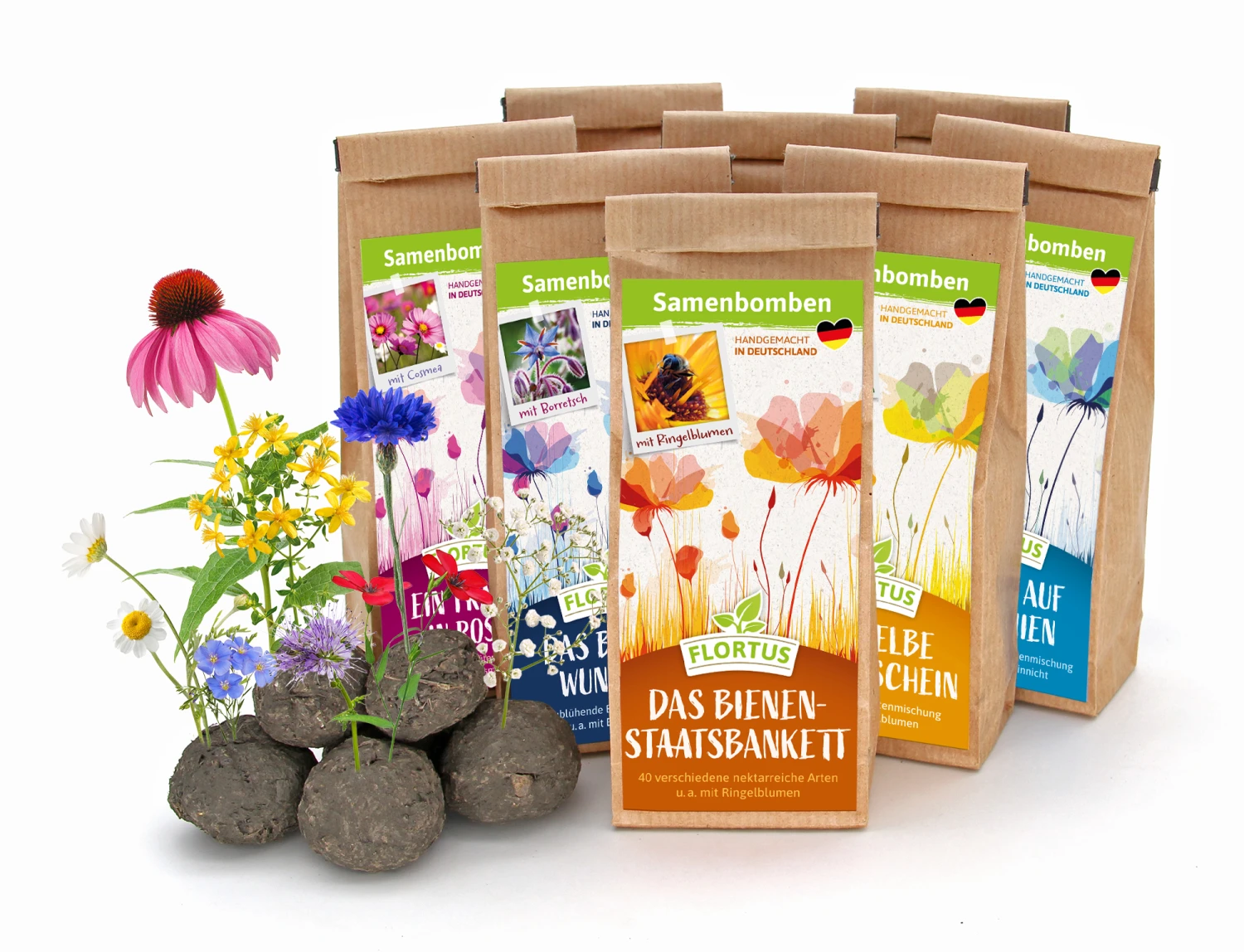 Samenbomben Set (8 Päckchen) | Blumensamenmischung Von FLORTUS 8 Samenbomben Set (8 Päckchen) | Blumensamenmischung Von FLORTUS – Bild 6